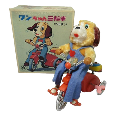 ワンちゃん三輪車 ゼンマイ アルプスのどうぶつサイクリングシリーズ アルプス ブリキ 日本製