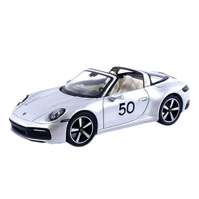 911タルガ4S ヘリテージデザインエディション ポルシェ GTシルバーメタリック 左ハンドル 1/64