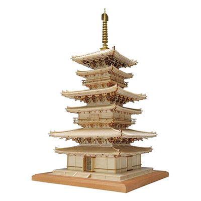 薬師寺 東塔 改良版 木製建築模型 ウッディジョー 1/75